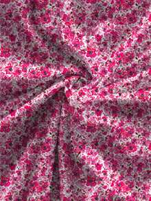 女士两件套印花可爱优雅休闲荷叶边抽绳开衩下摆沙滩度假装 - 玫紅色 - 查看 5