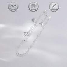 1件优雅925纯银镂空水滴心形手链，适合日常、派对、节日、约会、送礼。 - 銀色 - 查看 1