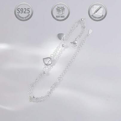 1件优雅925纯银镂空水滴心形手链，适合日常、派对、节日、约会、送礼。