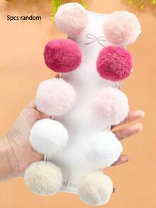 10pcs/Set Cute Fluffy Pom Pom Hair Clips, Includes Pink, White, Beige And More, Soft Colorful Pom Pom Side Clips - Suitable For Girls And Women, Create A Gentle And Adorable Look For Daily, Outing, Date, Party, School, Valentine's Day Gift, 2026 New Year Present,Summer,Holiday,Travel - Multicolor - View 9