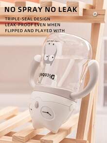 1 pieza Taza con pajita de 240ml con diseño de dibujos animados para niños, taza de entrenamiento anti-atragantamiento para bebés, material de Tritán, a prueba de fugas y anti-caída, con asa y escala de medición, adecuada para bebés de 6 meses en adelante, uso en casa, al aire libre, jardín de infantes, taza linda, regalo para fiestas - Águila gris - Ver 7