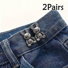 Detachable Rabbit Design Waist Button, Denim Waist Extender Adjustable Elastic Waist Button - Multicolor - View 14