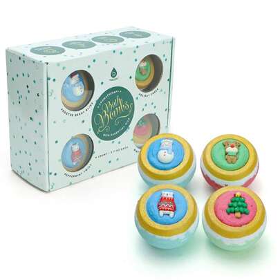 4-Piece Bath Bomb Gift Set With Essential Oils For Spa Relaxation