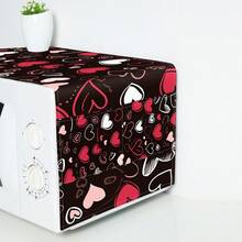 1pc Heart Printed Microwave Dust Cover, Decorative Dust Cover, Flat Printing, Linen Material, Non-Waterproof, With Side Pocket, Home Decor, Appliance Protection Decor, Easy To Use And Clean,Women's Day,Travel Essentials,Wedding Favours,Y2k,Bedroom,Car Acessesories Women,Kitchen Deccor - Multicolor - View 2