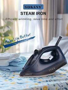 1600W High Power Steam Iron & Garment Steamer, Fast Heating, Multi-Temperature Control, Large Water Tank, Spray Button, LED Indicator, Ceramic Soleplate, Suitable For Home And Business Use - EU E Type Plug(220-240V) - View 1