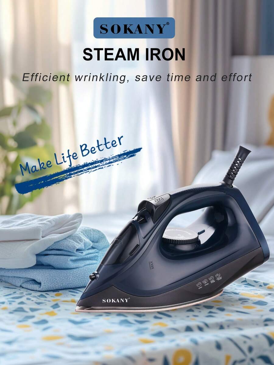 1600W High Power Steam Iron & Garment Steamer, Fast Heating, Multi-Temperature Control, Large Water Tank, Spray Button, LED Indicator, Ceramic Soleplate, Suitable For Home And Business Use - EU E Type Plug(220-240V) - View 1