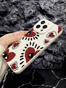1pc White Heart Eyes Minimalist Full Coverage TPU Shockproof Phone Case Compatible With Iphone 17, 16, 15, 14, 13, 12, 11 Pro Max, Air - Multicolor - View 3