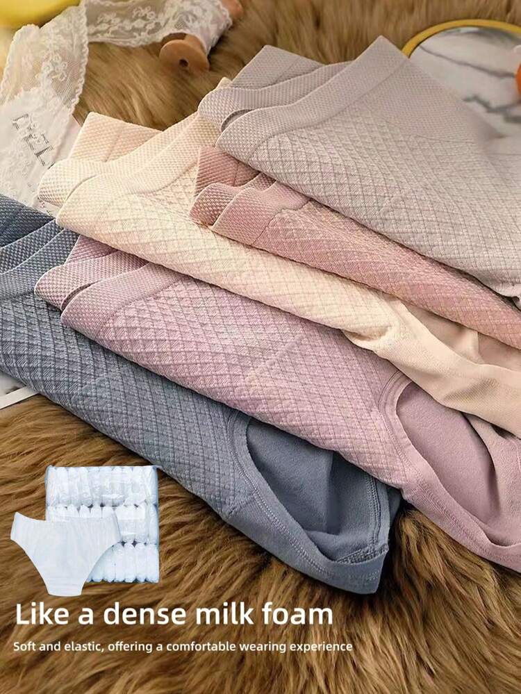 Calcinha modeladora de cintura alta sem costura para mulheres, sutiã modelador macio e confortável, calcinha de cor sólida respirável, sem costura e opaca para uso diário e formal, design macio e invisível, disponível em nude, rosa, roxo, adequado para 36-63 kg, essencial elegante para uso diário e formal, estilo fofo, material elástico - Multicolorido - Visão 11