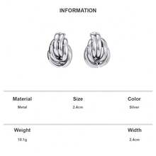 1 par de pendientes de metal con estilo de hortensia de varias capas - Plateado - Ver 6