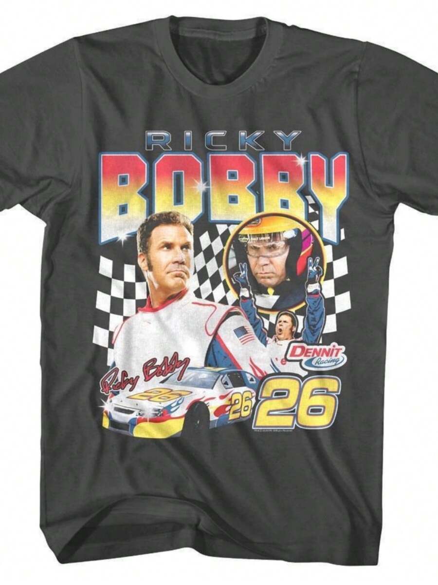 Talladega Nights Many Moods Of Ricky Bobby Men's T Shirt - 黑色 - 查看 1