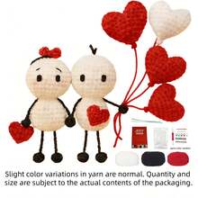 2 Stücke Häkel-Set für Anfänger zum Valentinstag, Häkel-Set für Erwachsene Anfänger mit Schritt-für-Schritt Textanleitungen, Paar DIY Strick-Set, süße Lustige Dekorationsornamente für Zuhause, Geschenke zum Geburtstag, Valentinstag und Ostern - Paare - Übersicht 8