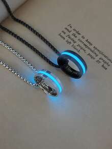 ATLVXJL 两件套夜光情侣/友谊项链，含夜光戒指吊坠，休闲首饰套装，适合日常佩戴和节日礼物 - 彩色 - 查看 1