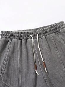 Quần dài nam kiểu Mỹ tối giản, màu xám đậm kẻ caro, dáng rộng, ống suông, có dây rút, kiểu dáng thường ngày. - Xám - Xem 2