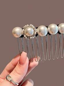 1pc Elegant & Delicate Pearl Hair Comb, Luxurious High-End Side Bangs Hair Clip, Hair Accessory - Multicolor - View 8