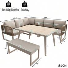 Garden Furniture Set With High-Quality Seat And Back Cushions, Garden Lounge Chairs For 6 To 8 People, Hand-Woven PE Rattan Sofa Set, Weather-Resistant, Beige - Beige - View 11