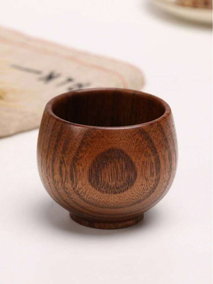 1pc Wooden Textured Cup, Wooden Tea Cup Coffee Cup Wine Cup, Suitable For Drinking Water, Tea, Coffee, Wine, Beer And Hot Beverages - Redwood - View 1