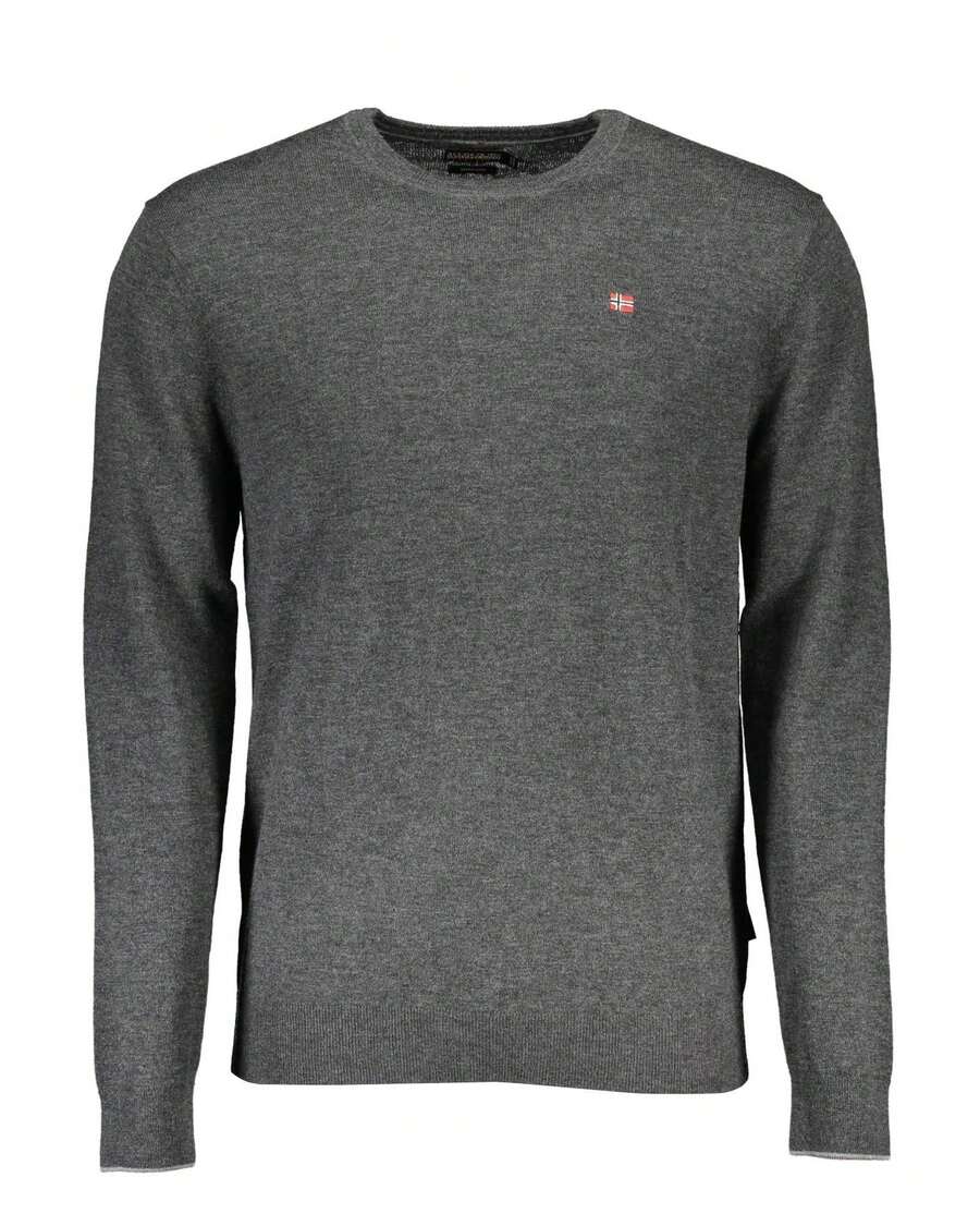 Napapijri Merino Wool Crew Neck Jumper Men Gray Sweaters - Gray - View 1