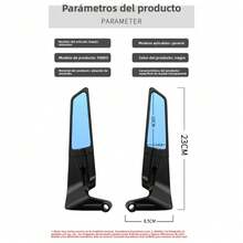 Espejos Retrovisores de Ala Fija para Motocicleta, Aleación de Aluminio CNC, Espejo Azul Antideslumbrante - Nergo - Ver 5