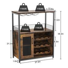 Huisuilinss Coffee Bar Cabinet,Modern Wine Bar Cabinet With Mesh Door,Freestanding Liquor Cabinet,Sideboard Buffet With Adjustable Glass Rack,Removable Shelves For Home Kitchen Dining Room - Retro color - View 2