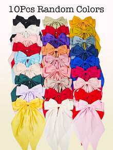 10/20个随机颜色超大蝴蝶结发夹，多种颜色可选，适合女孩和青少年，长尾蝴蝶结发夹，适合女孩日常佩戴，圣诞节、节日、生日派对礼物、情人节礼物、女孩配饰 - 彩色 - 查看 10