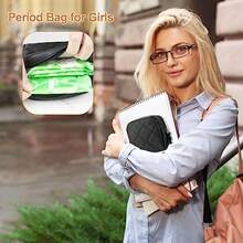 Sanitary Pad Stoe Bag Leater Ped Bags  Teen Girls Portable Tampon Menstrual Cup Pouc Nursing Pad  Purse Sanitary Pouc   Duc  Pack Black - 黑色 - 查看 2