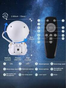 1个遥控星空夜灯，带星空投影功能 - 360°旋转宇航员星云投影灯，可调节星空天花板LED灯，适用于卧室、客厅和派对装饰 - 节日和所有季节的完美礼物 - 彩色 - 查看 5