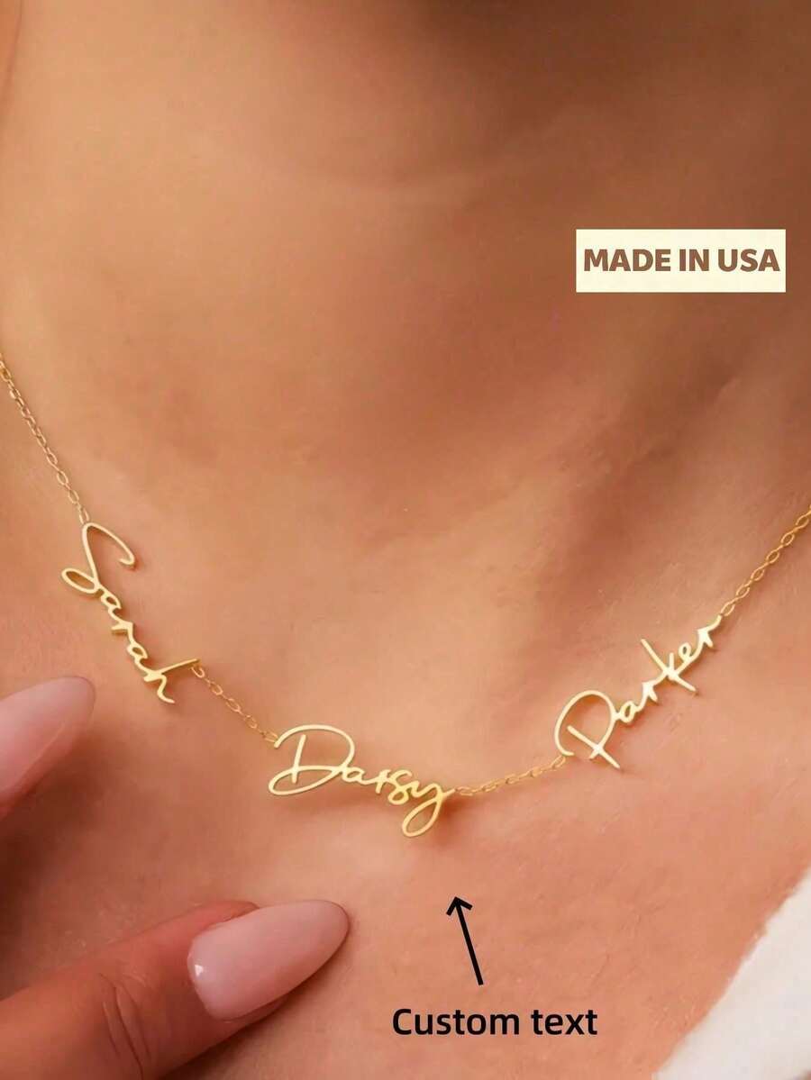 1pc Custom 18K Gold Plated Necklace With English Name 5 Names Women Custom Necklace, Girlfriend Birthday Gift, Holiday Gift Valentine's Day Gift For Girlfriend Mother Graduation Christmas Gift Rose Gold, Platinum, Frost Gold Junior High School Students, Middle School Students, High School Students, College Students, College Students, Freshman, Sophomore, Undergraduate Students,Chic Autumn - Nhiều màu - Xem 1