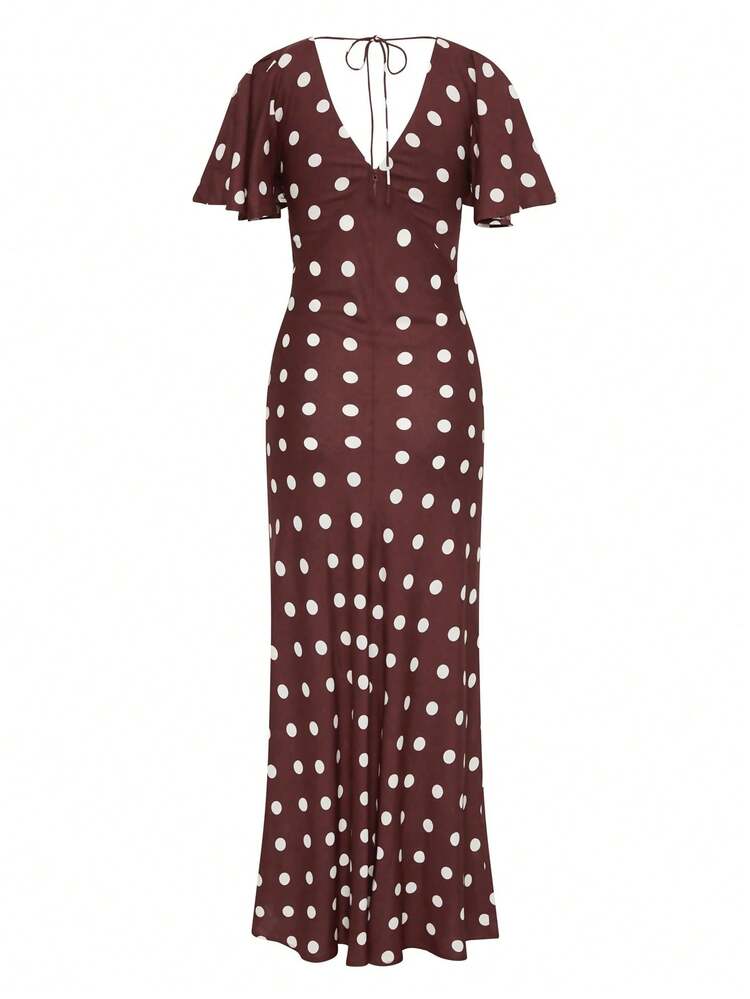 whistles burgundy polka dot dress Whistles Petite Polka Dot Print Midi Dress Brown/Multi Size 4