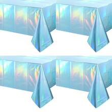 1pc Blue Laser Sapphire Blue Table Cover For Birthday Wedding Party Decoration - Multicolor - View 5