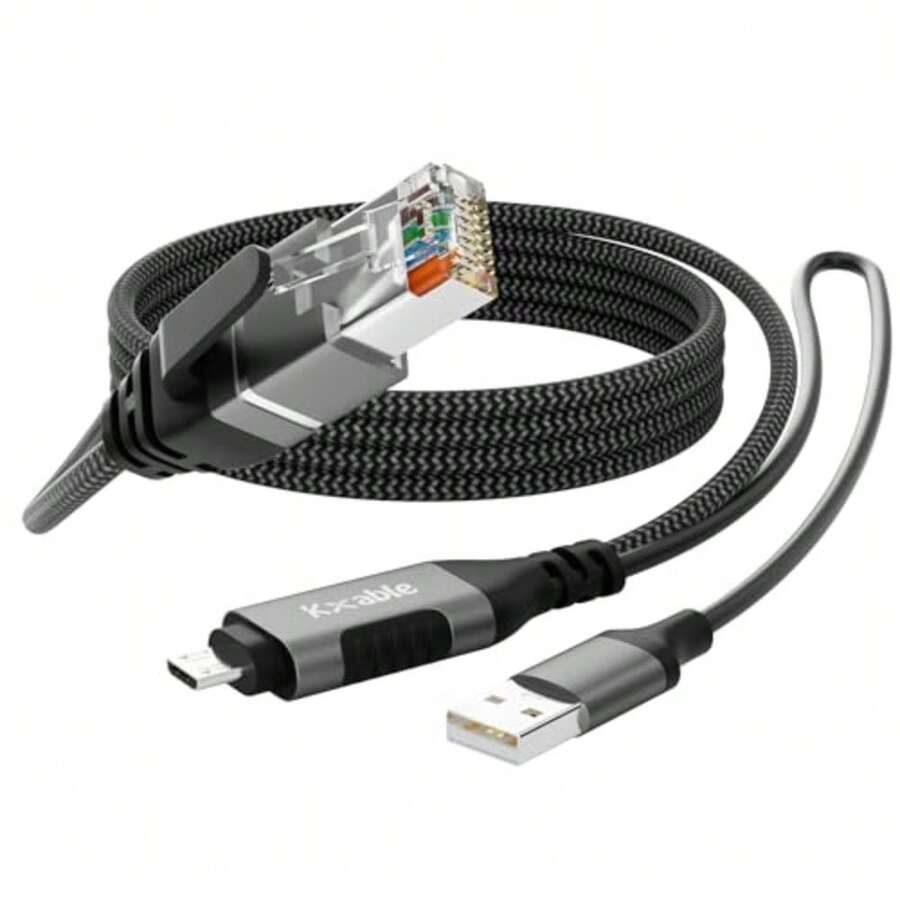 Cable Ethernet para Fire TV Stick de 1.2 m. Adaptador Micro USB a RJ45 Ethernet con cable de alimentación USB-A compatible con Streaming Stick Chromecast  Home Mini LAN red trenzado de - 1,82 m - Ver 1