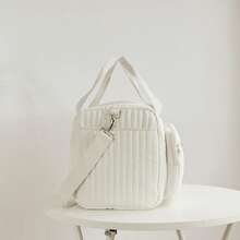 2025 New Korean-Style Large-Capacity Fashionable Diaper Bag, Suitable For Dads; Features A Multi-Pocket Design With Functional Compartments To Hold Various Baby Essentials; Zippered Closure For Easy Access To Clothing And Supplies. - 米色 - 查看 3