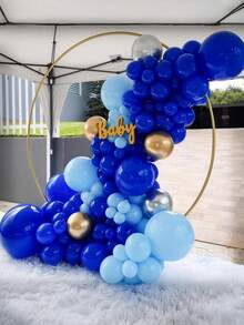 50pcs 10-Inch Blue Round Latex Balloons, Suitable For Birthday, Baby Shower, Wedding, Anniversary Party Decorations, Photo Backdrop Supplies - Multicolor - View 4