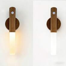 2pcs Black Walnut Color Smart Sensor Magnetic Light Strip, USB Rechargeable | 3 Dimming Levels | No Drilling Auto On/Off, Suitable For Wardrobe, Corridor, Stairs, Bedside - 2PCS - Black Walnut Color - View 8