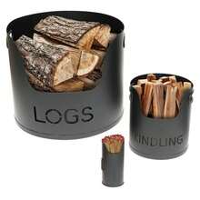 Log Bucket Fireside Logs / Kindling Match Box Set Storage Scuttle Home - Multicolor - View 1