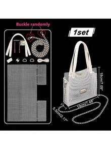 1 Set Kit de herramientas de red de plástico tejido, incluye hebilla de metal, correa de PU, accesorios para bolsas DIY, herramientas de tejido, tejido fácil, regalo del Día de la Madre, kit de herramientas artesanales para el hogar, materiales para bolsas hechas a mano - Multicolor - Ver 9