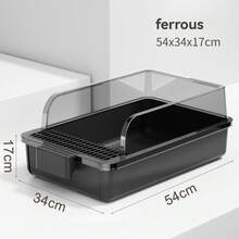 1 Semi-Enclosed Cat Litter Box With Raised Design To Prevent Litter Scatter, Large Capacity Waste Compartment, Extra-Large Cat Litter Scoop For Quick Cleaning - Black Litter Box - View 11