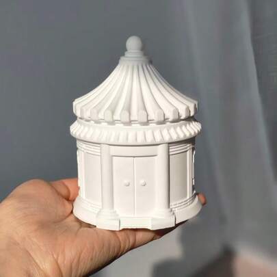 DIY Chinese Architecture Style Candle Holder Silicone Mold, Suitable For Resin, Gypsum, Cement, Concrete Casting, Reusable And Easy Demold