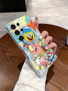 SPONGEBOB 1个时尚创意卡通海绵宝宝、蜗牛、螃蟹、章鱼、花朵图案防震透气手机壳，适用于三星/苹果17/16/15/14/13/12/11 Pro Max/12 Pro/14 Plus及其他型号 - 彩色 - 查看 2