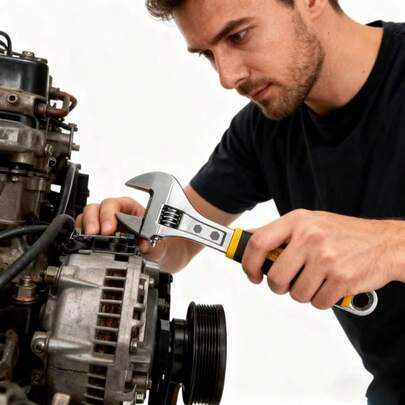 DINGQI 10英寸可调扳手 - 锻造、热处理和镀铬高碳钢材质，防滑手柄，紧固牢固，机械式手动操作，无需电源，无需组装。新月形手柄，优质钢材，精密铣削钳口，最大夹持力，专业五金工具