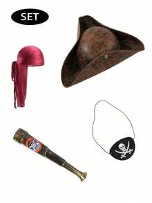 Bộ 6 món gồm Mũ cướp biển, Khăn rằn cướp biển, Kính viễn vọng, Miếng che mắt cướp biển, Trang phục cướp biển, Phù hợp cho mặc hàng ngày, Sự kiện, Tiệc tùng, Bộ phụ kiện, Trang trí theo chủ đề tiệc, Phối đồ cá nhân hóa, Trang phục gợi cảm, Thích hợp sử dụng hàng ngày, Quà tặng cho Ngày Valentine, Halloween, Sinh nhật, Lễ hội, Cần thiết cho các chuyến đi chơi mùa hè, Bãi biển, Du thuyền, Kỳ nghỉ - Nhiều màu 2 - Xem 14