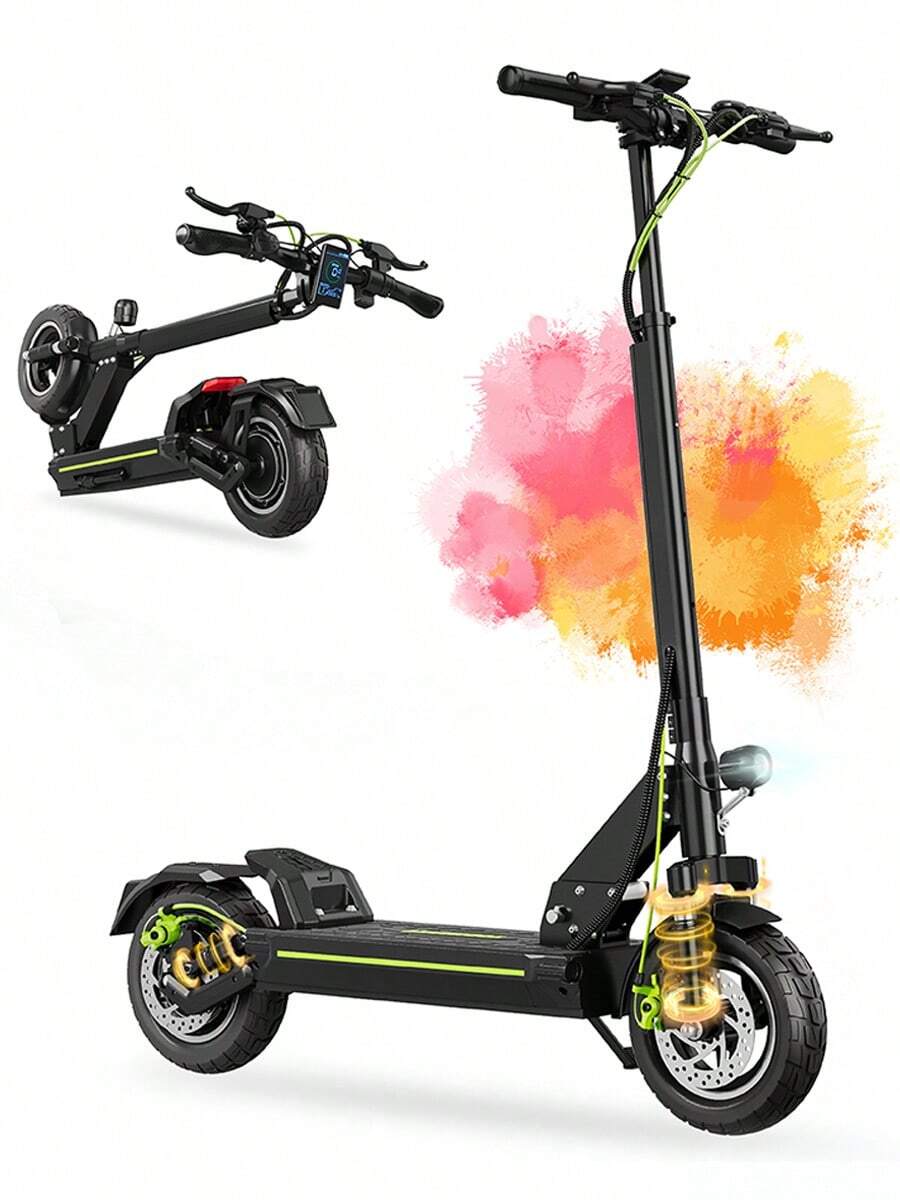 Patinete Eléctrico TODIMART D6 Equipado con motor brushless de 500W | 25 km/h | Autonomía 50-55km | Batería trivalente de litio 48V/13AH | Neumáticos todoterreno de 10 pulgadas | Suspensión delantera y trasera. - Negro - Ver 1