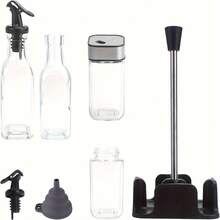 SAEIV Set Of 5 Olive Oil, Vinegar, And Oil Bottles, Salt Shaker With Swivel Lid To Prevent Spills, Oil And Vinegar Dispenser With Leak-Proof Design - Chai dầu giấm của ông Fang - Xem 2