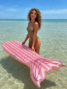 1个美人鱼充气浮床，带有美人鱼和亮片元素，采用PVC材质，适用于泳池派对、游泳池、海滩等场合，需另行购买气泵。 - 美人魚浮床 - 查看 2