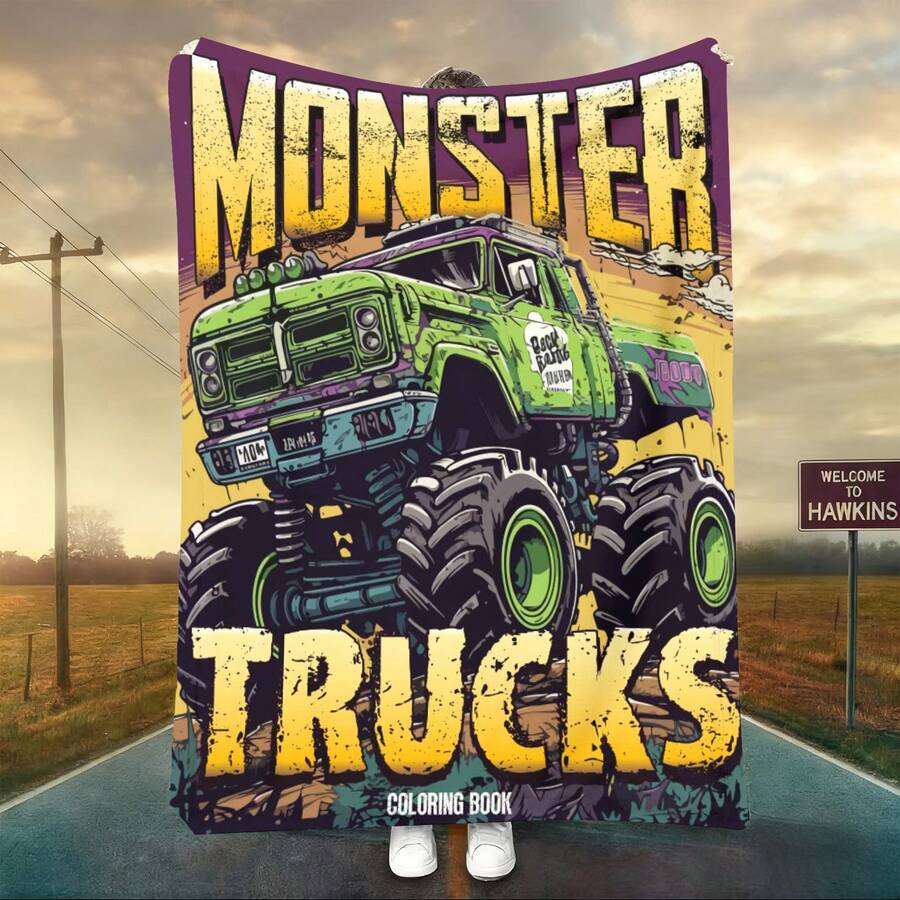 1PC 3D Monster Jam Monster Truck Cartoon Blanket, Edgy Gift For Motorsports Fans, Themed Man Cave Decor, Retro Sci-Fi Party Accent & Race Day Souvenir,Soft Throw Blanket For Home Bedroom Bed Sofa Picnic Travel Office Cover Blanket - Multicolour 36 - View 1