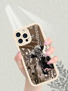Western Highland Cow & Calf Phone Case, Aesthetic Country Style Bull Graphic With Paisley Pattern, Shockproof Protective Soft Cover Compatible With IPhone 17/16/15/14/13/12/11/7/X Pro Max Plus - trắng - Xem 2