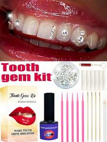 150pcs Self-Adhesive DIY Tooth Gems Kit, Crystal Rhinestone Tooth Jewelry, Removable & Reusable Teeth Decor, Fashionable Bling Bling Accessories For Halloween, Gothic, Y2K, Hiphop - Tooth Gem Kit 150pcs - View 1
