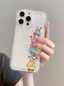 SPONGEBOB 1个时尚卡通可爱海绵宝宝、海星、松鼠、蜗牛图案透气防震手机壳，兼容三星/ 17/16/15/14/13/12/11 Pro Max/12 Pro/14 Plus 及其他型号 - 彩色 - 查看 8