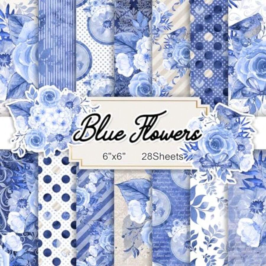 Craft Paper - Blue Flowers - View 1