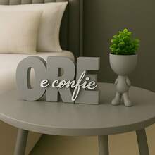 Letreiro decorativo Cristão Ore e confie , ideal para decoração e cantinho da oração - 1PC - Visão 17