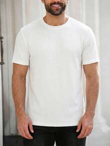 ALTZTAR Men's Ribbed Twisted Cable Knit Crew Neck Short Sleeve T-Shirt, Breathable And Comfortable For Summer - White - View 4